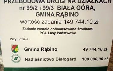 Remonty dróg gminnych-Biała Góra, tablica informacyjna