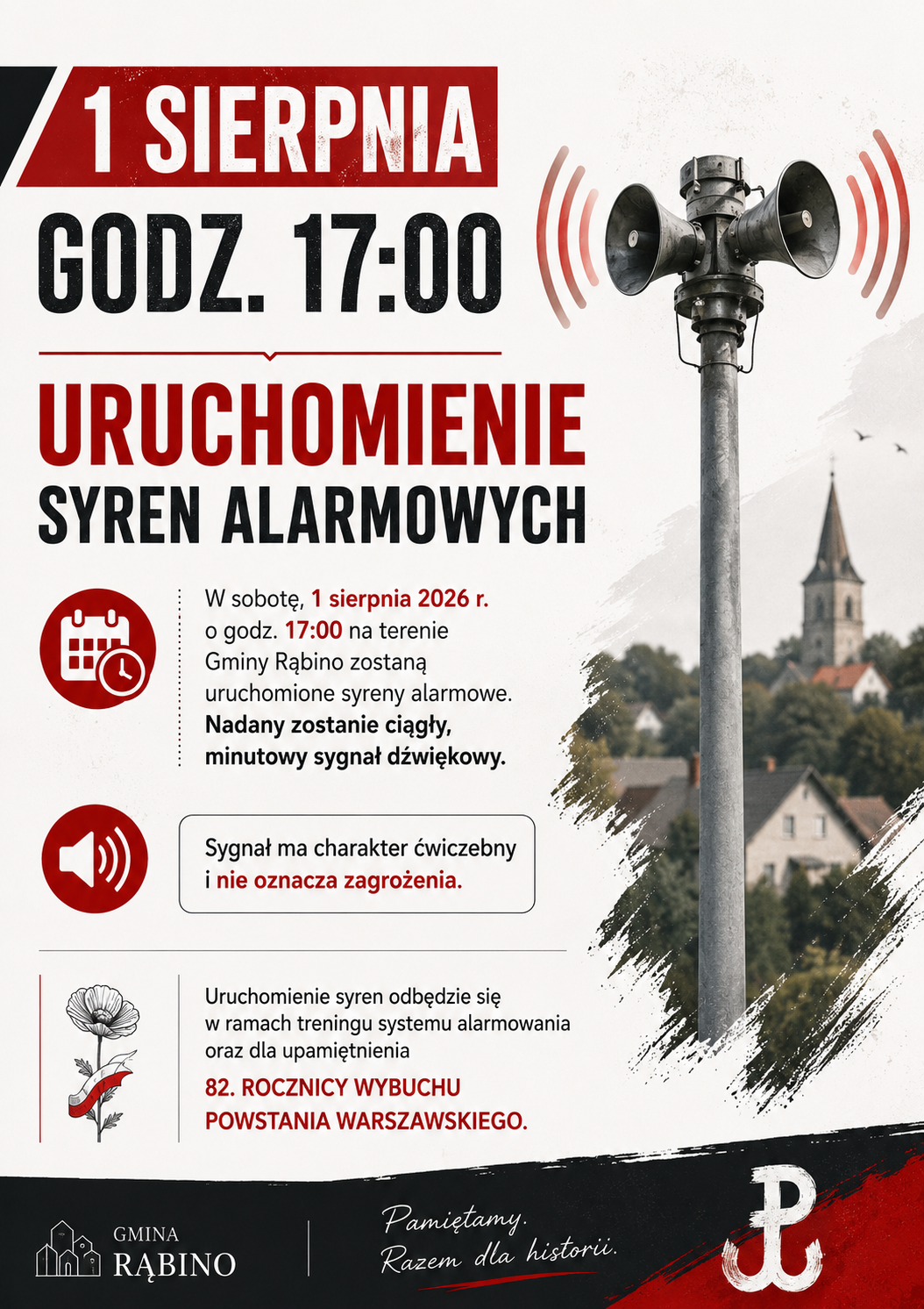 1 sierpnia 2026 roku o&nbsp;godzinie 17:00 zawyją syreny alarmowe!