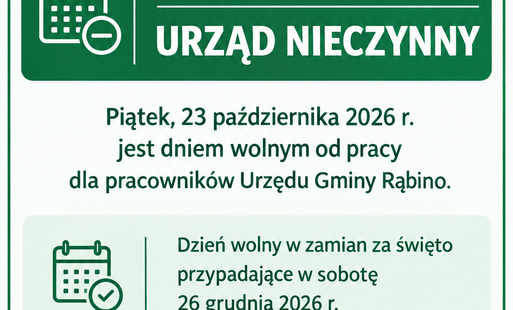 Urząd Gminy Rąbino nieczynny 23 października 2026 r.